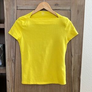 Kate Spade Saturday Boat Squared Neck Yellow Women's Tee Top
